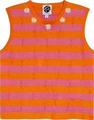 YanYan Daisy Stripe Sleeveless Linen Blend Sweater