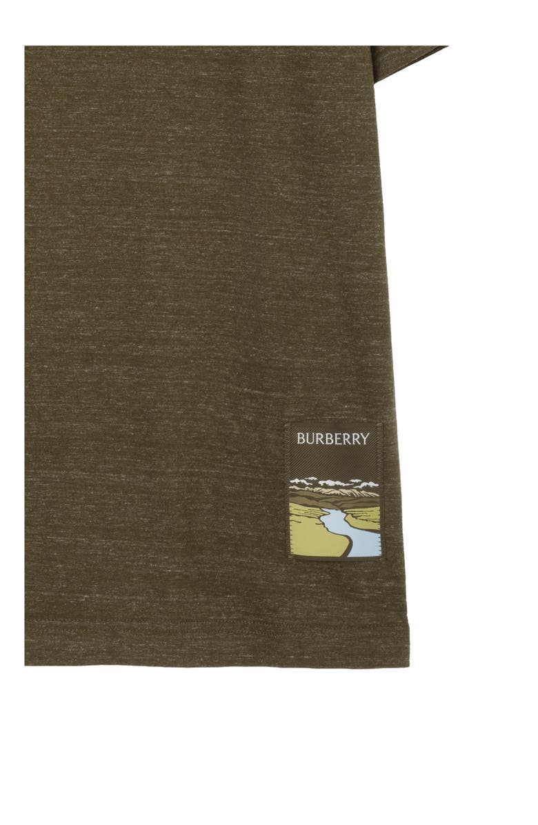 Burberry Landscape Label Cotton T-shirt, Alternate, color, Thorn Green Melange