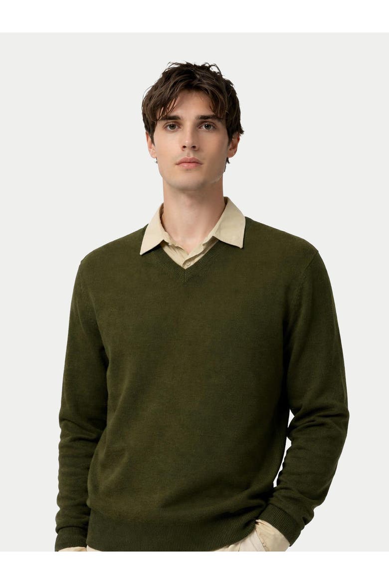 Timeless V-Neck Cashmere Sweater, Alternate, color, avocado
