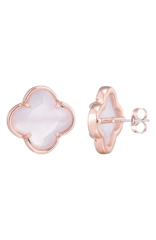 Adornia 14k Rose Gold Plated Clover Stone Stud Earrings In White