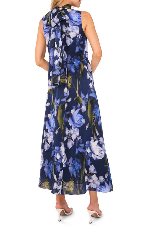 Ted Baker Printed Bow Tie Sleeveless Maxi Dress In Classic Navy