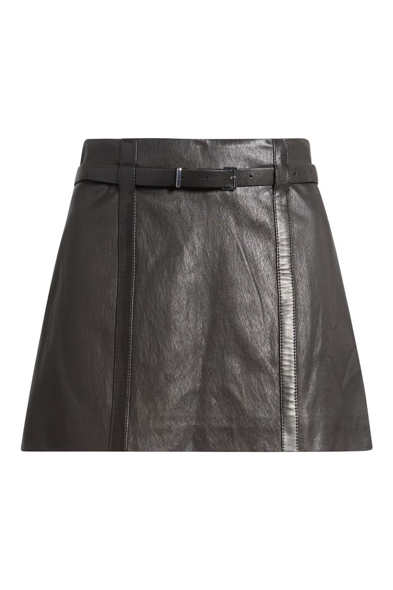 The Belted Leather Miniskirt, Alternate, color, BLACK