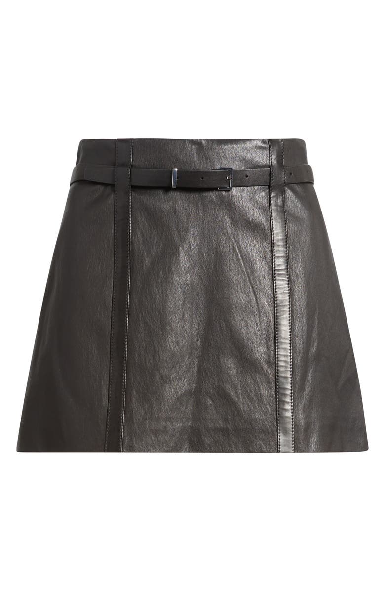 FRAME The Belted Leather Miniskirt, Alternate, color, Black