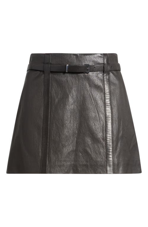 Frame The Leather Belted Mini Skirt In Black