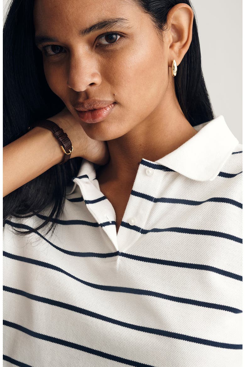 Stripe Boxy Crop Polo T-Shirt, Alternate, color, BLACK IRISH STRIPE