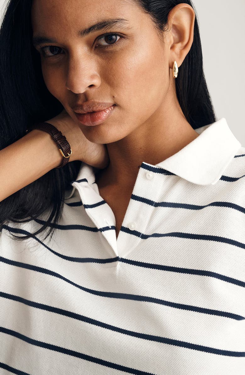Mavi Jeans Stripe Boxy Crop Polo T-Shirt, Alternate, color,