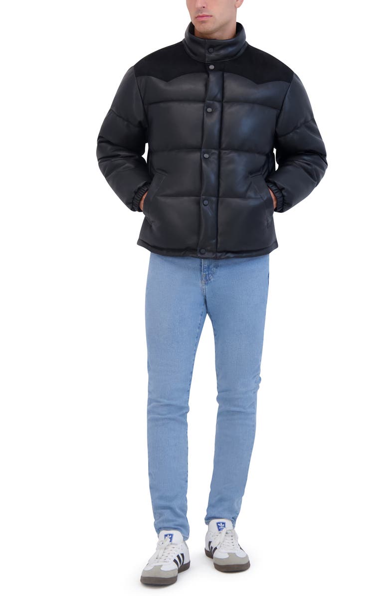 Hudson Jeans Faux Leather Puffer Jacket, Alternate, color, 