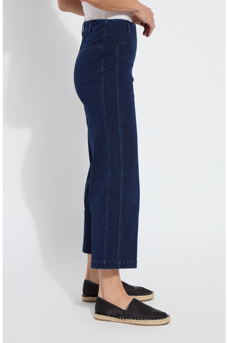 Layton Pull-On High Waist Crop Wide Leg Knit Jeans, Alternate, color, DARK INDIGO