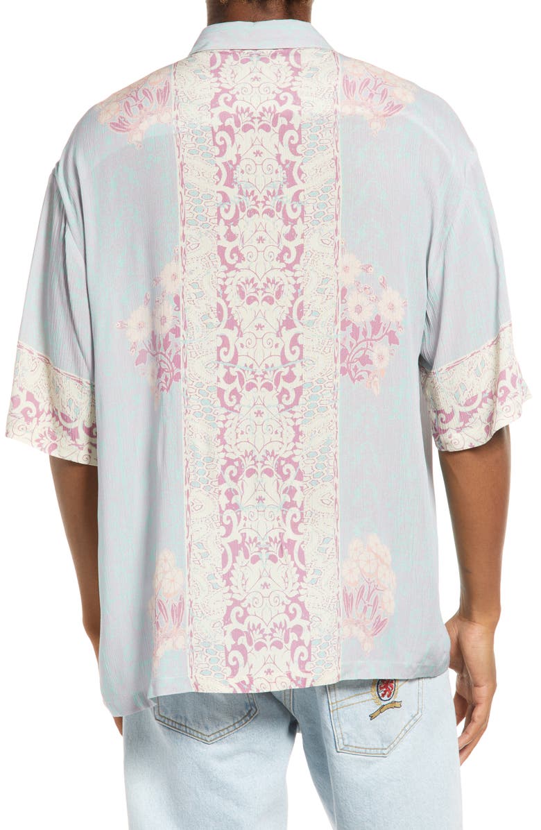 Topman Oversize Border Button-Up Shirt, Alternate, color, 