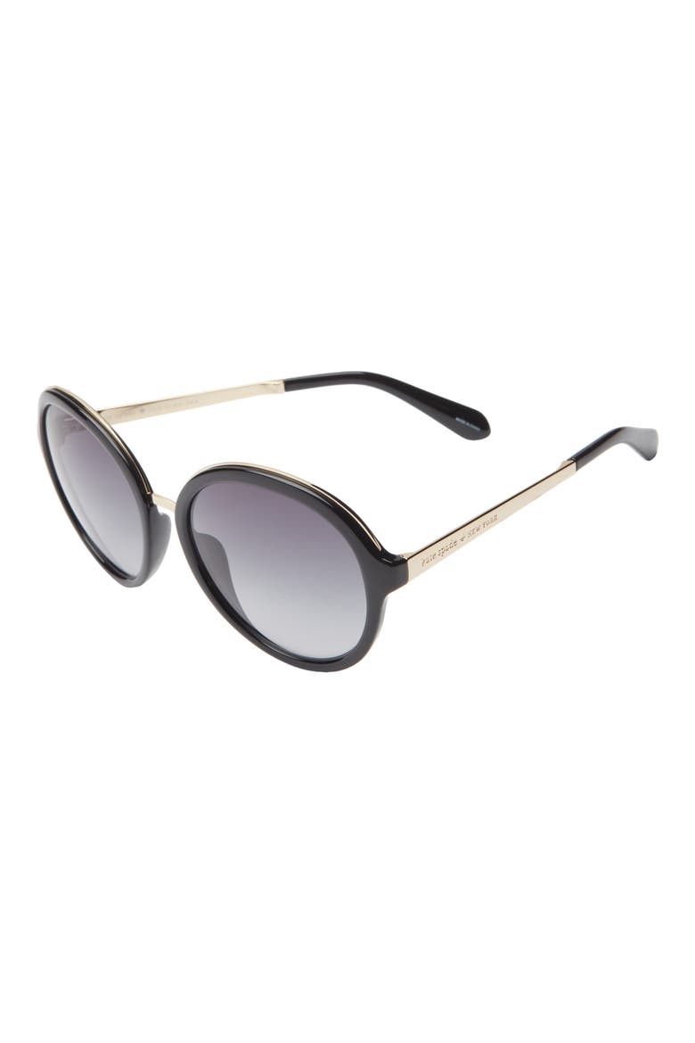 Annbeth 55mm Round Sunglasses, Alternate, color, SHINY BLACK/ GREY FUSCHIA MS
