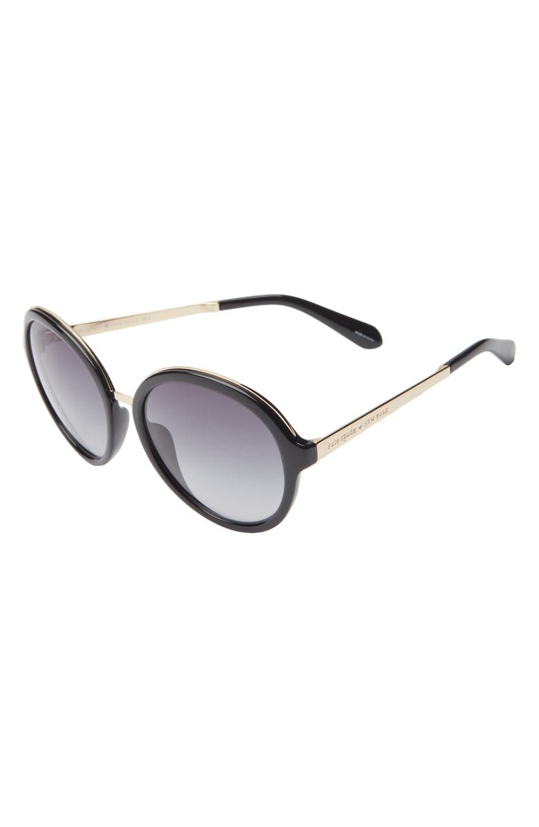 Kate Spade New York Annbeth 55mm Round Sunglasses, Alternate, color, Shiny Black/ Grey Fuschia Ms