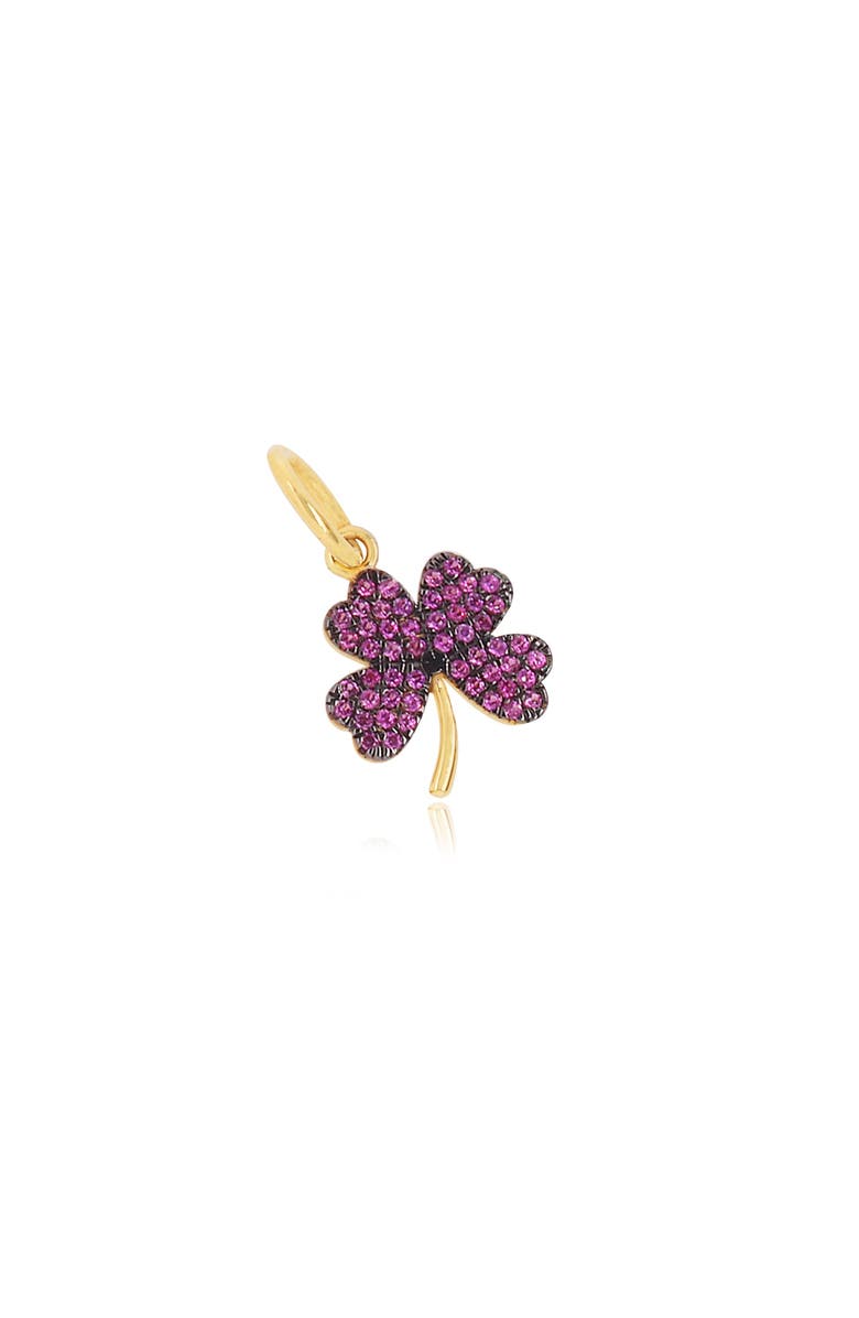 The Lovery Fine Jewelry Pink Sapphire Clover Charm, Main, color, Pink Sapphire