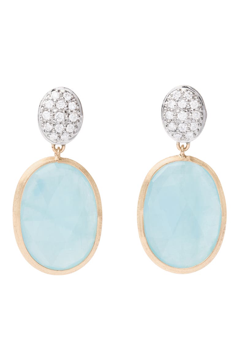 Siviglia Aquamarine & Pavé Diamond Drop Earrings, Main, color, YL/ WH GOLD