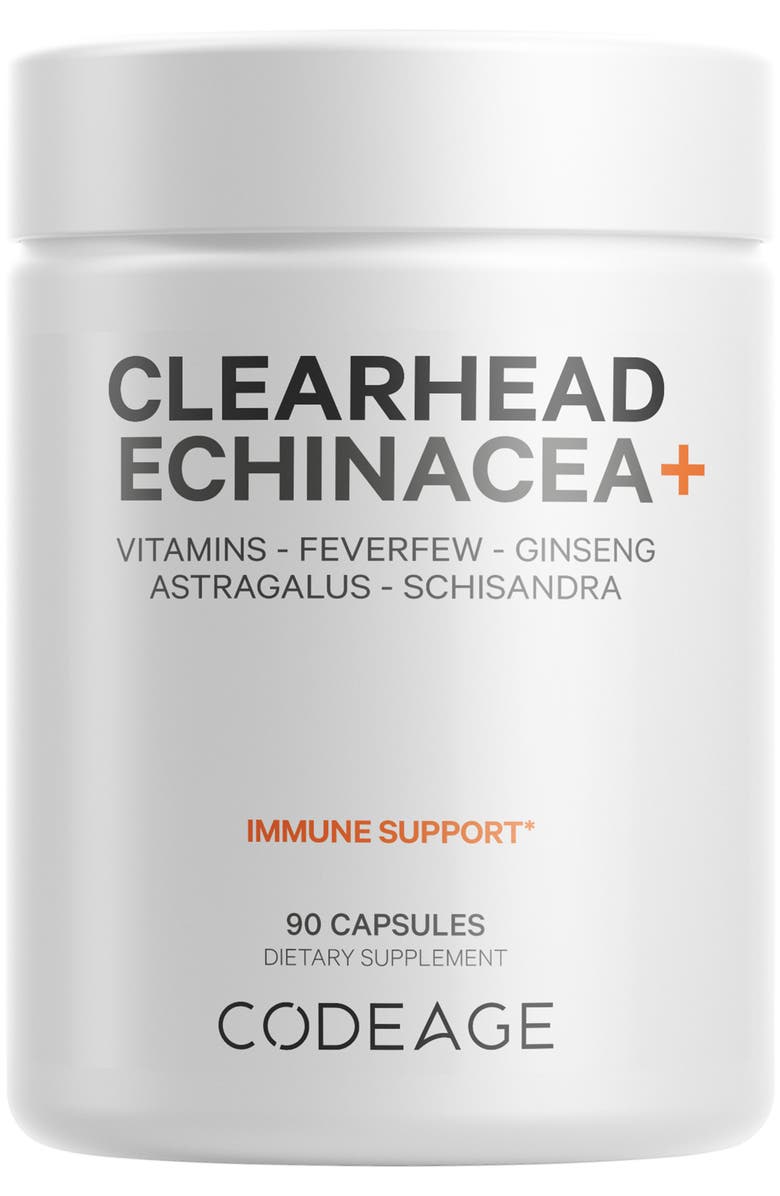 Codeage Clearhead Echinacea + Vitamins Supplement, Main, color, White