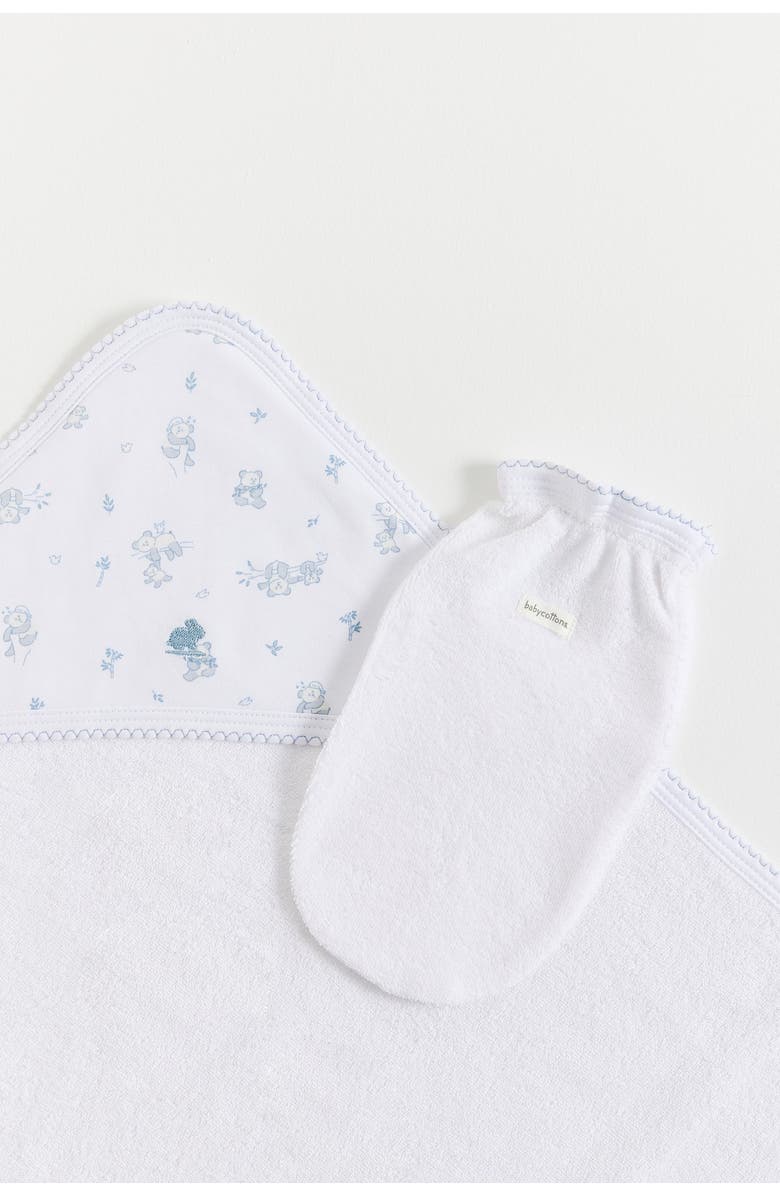 Babycottons Little Panda Small Hooded Towel, Alternate, color, White