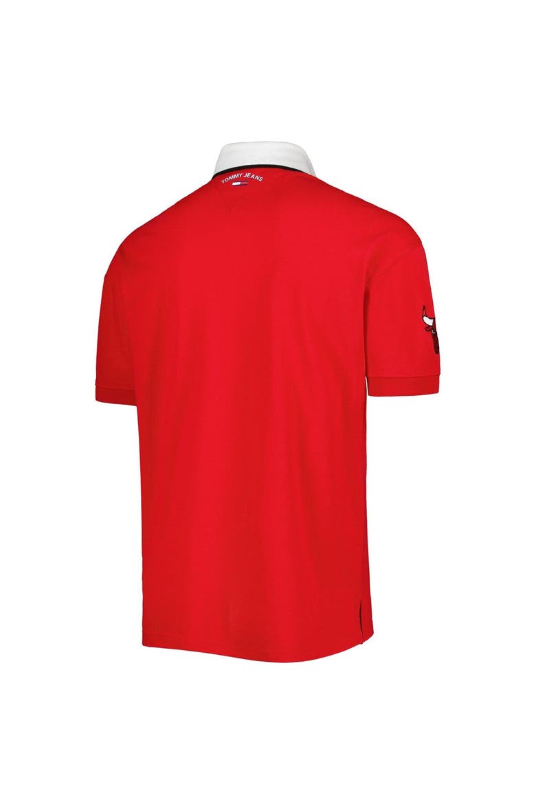 Men's Tommy Jeans Red Chicago Bulls Stanley Pique Polo, Alternate, color, Red