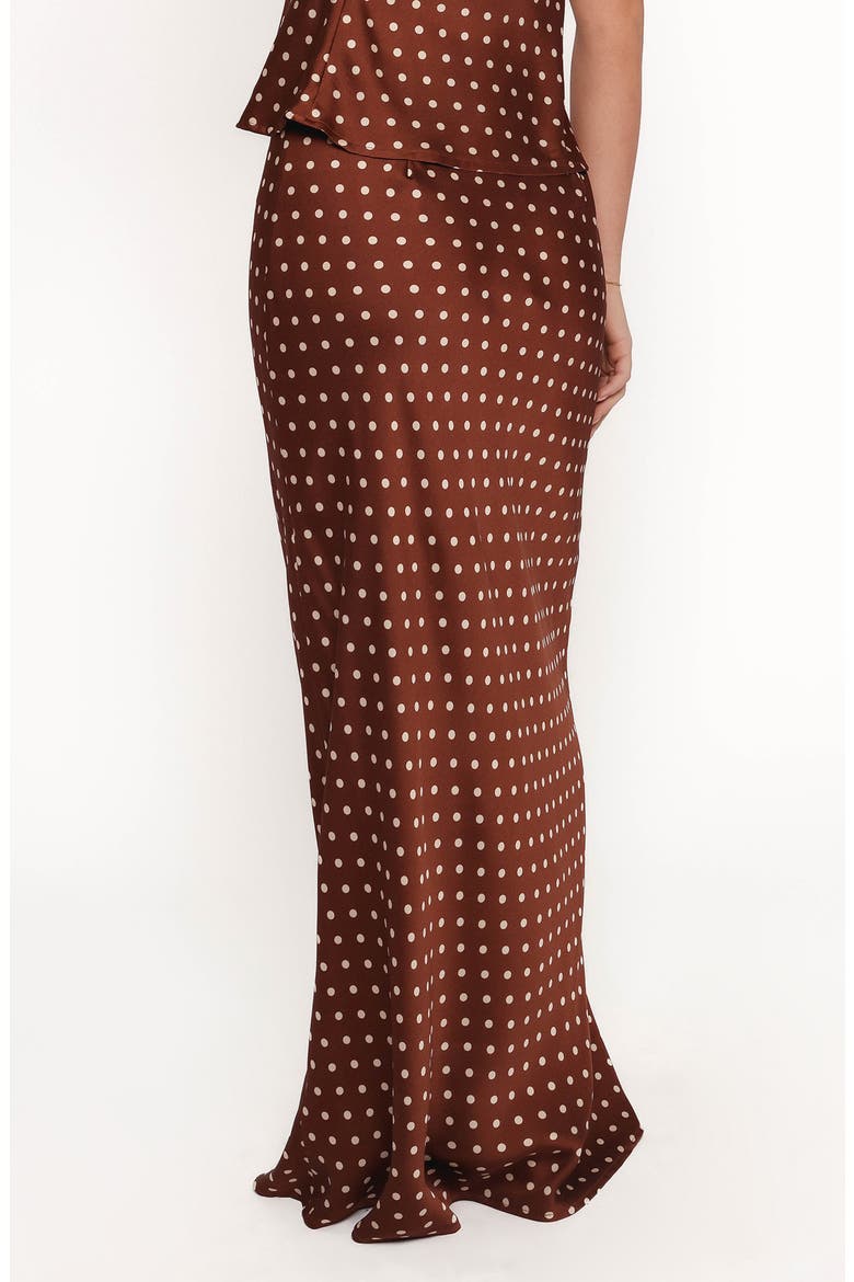 Velman Polka Dot Satin Maxi Skirt, Alternate, color, BROWN POLKA DOT