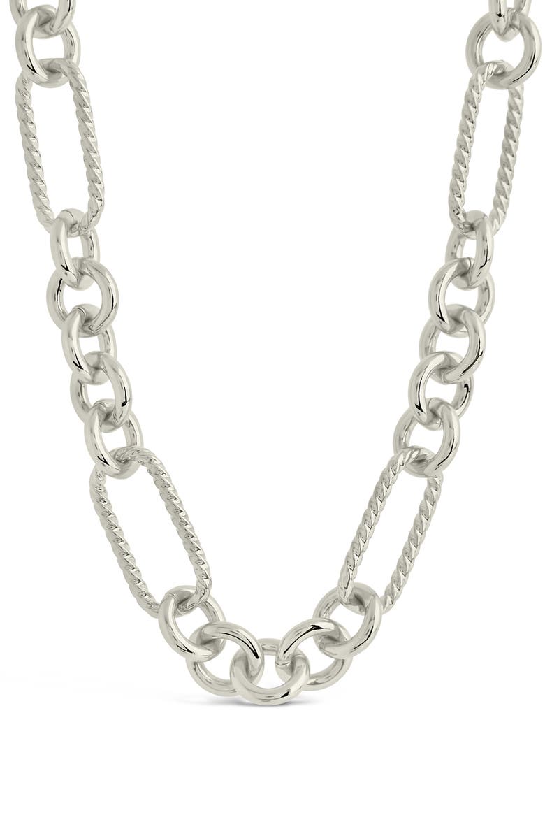 Sterling Forever Fianna Mixed Link Chain Necklace, Main, color, Silver