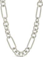 Sterling Forever Fianna Mixed Link Chain Necklace