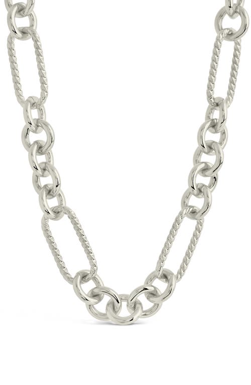 Sterling Forever Fianna Mixed Link Chain Necklace In Silver