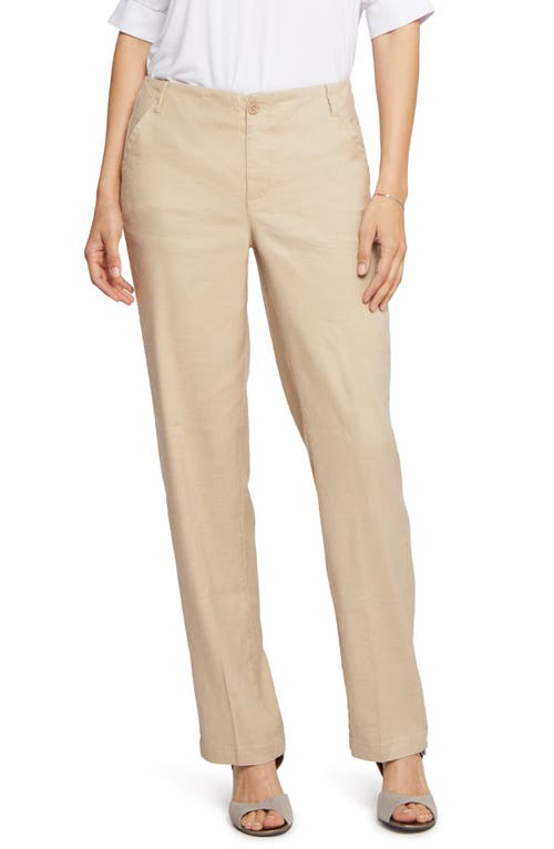 Shop Nydj Marilyn Linen Blend Straight Leg Pants In Feather