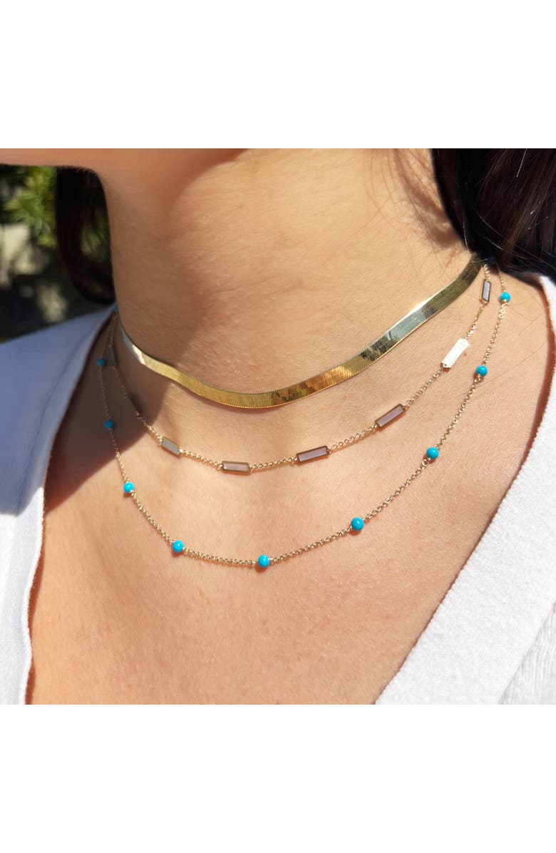 The Lovery Fine Jewelry Mother of Pearl Bar Chain Necklace, Alternate, color, White