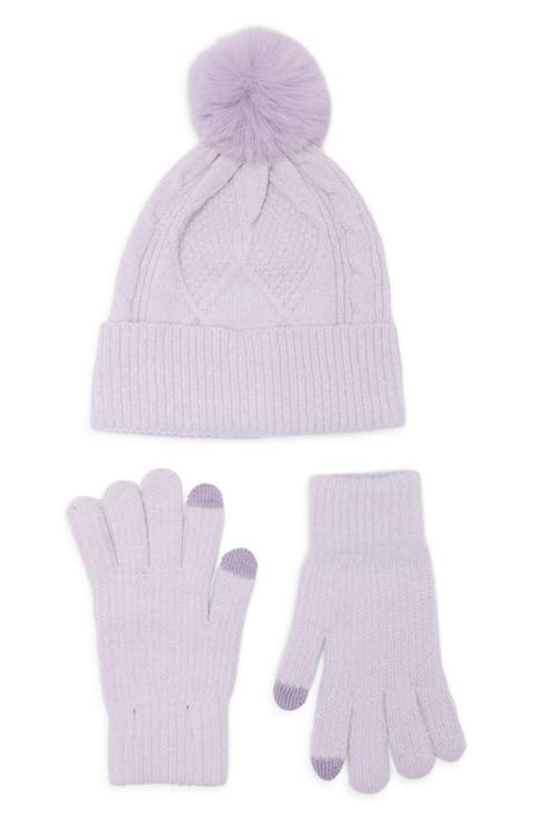 Diamond Stitch Beanie and Gloves Set