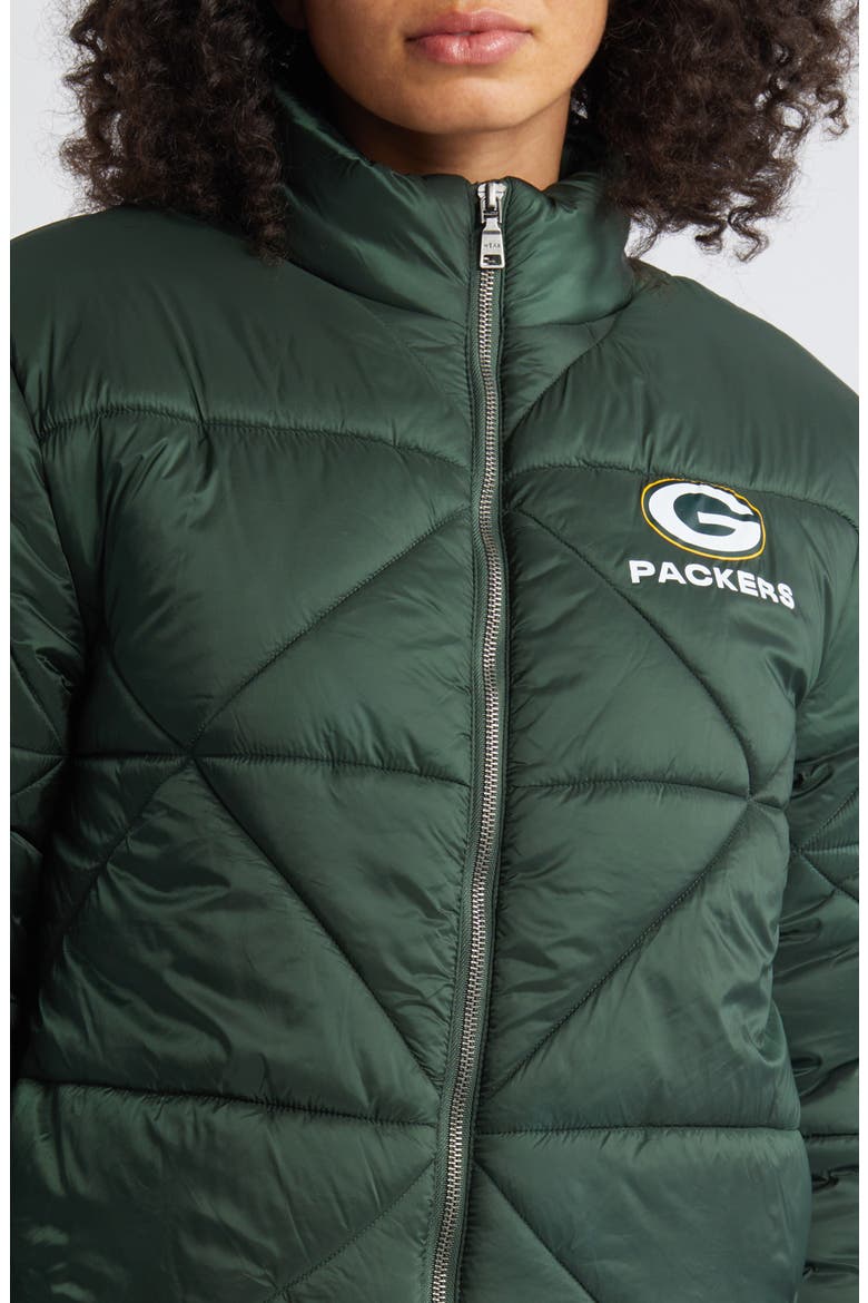 Women's WEAR by Erin Andrews  Green Green Bay Packers Cropped Puffer Full-Zip Jacket, Alternate, color, Green