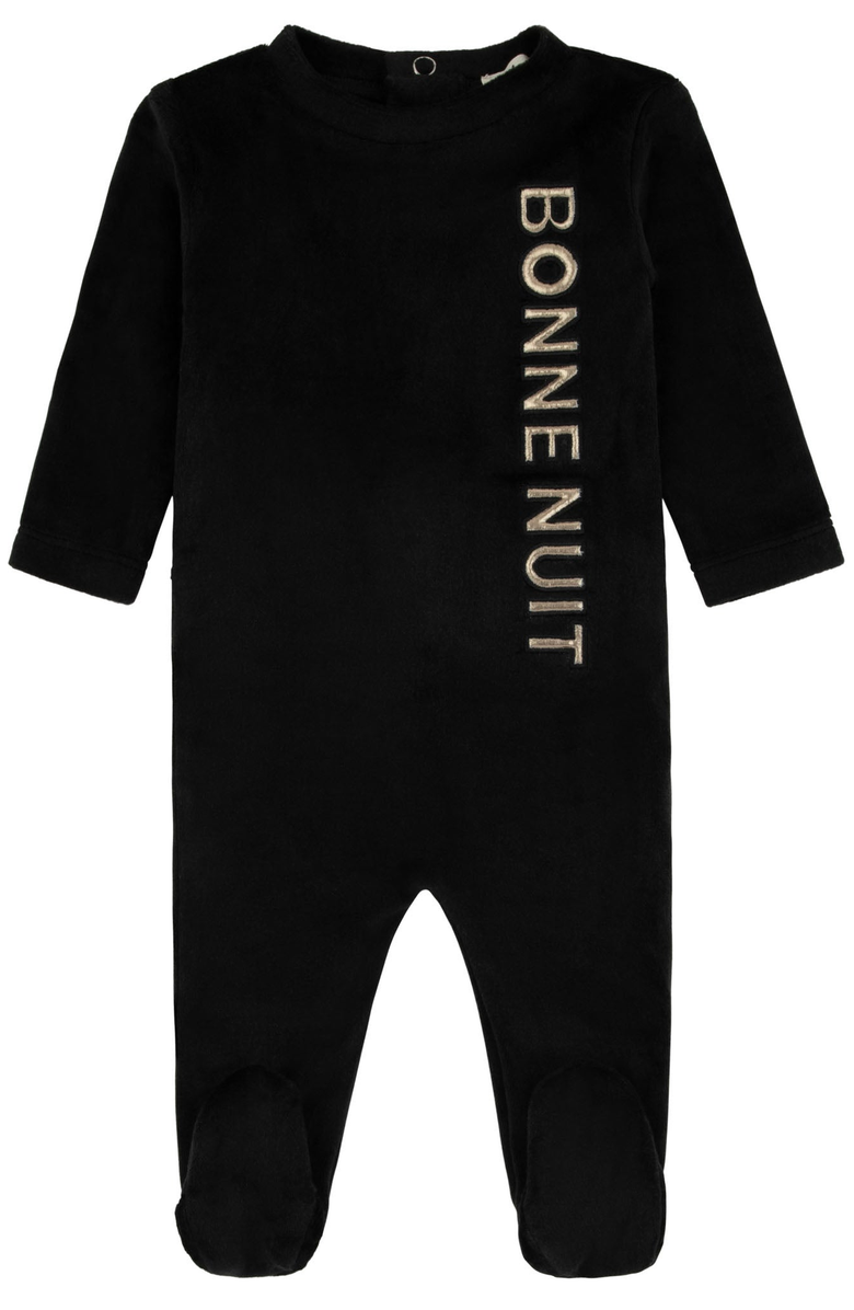 NoggiWear Velour Puffy Letters Footie, Main, color, Black