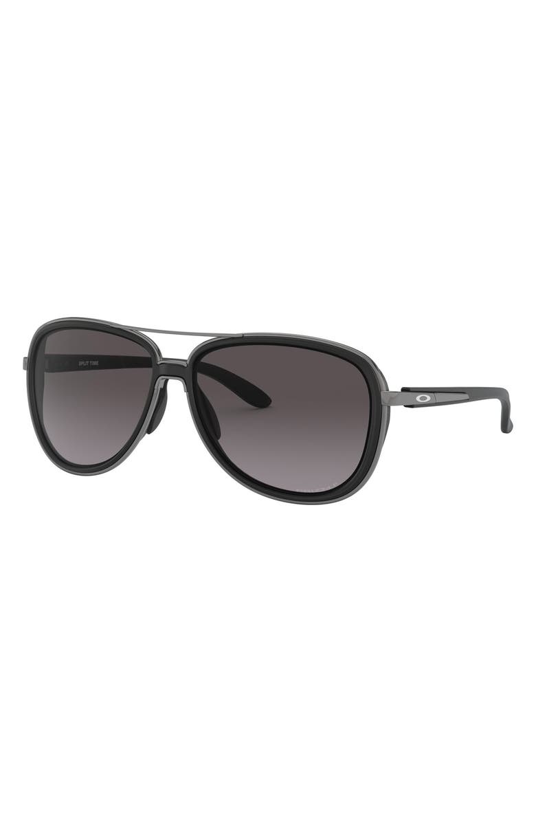 Oakley Split Time 58mm Prizm<sup>™</sup> Pilot Sunglasses, Alternate, color, Velvet Black/ Prizm Grey Grad