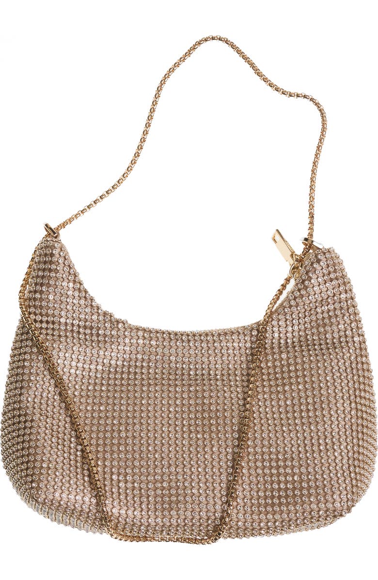 MANGO Chain Strap Crystal Shoulder Bag, Alternate, color, Gold