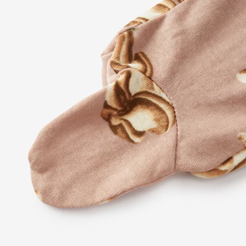 Milkbarn Organic Cotton Ruffle Footed Romper In Brown