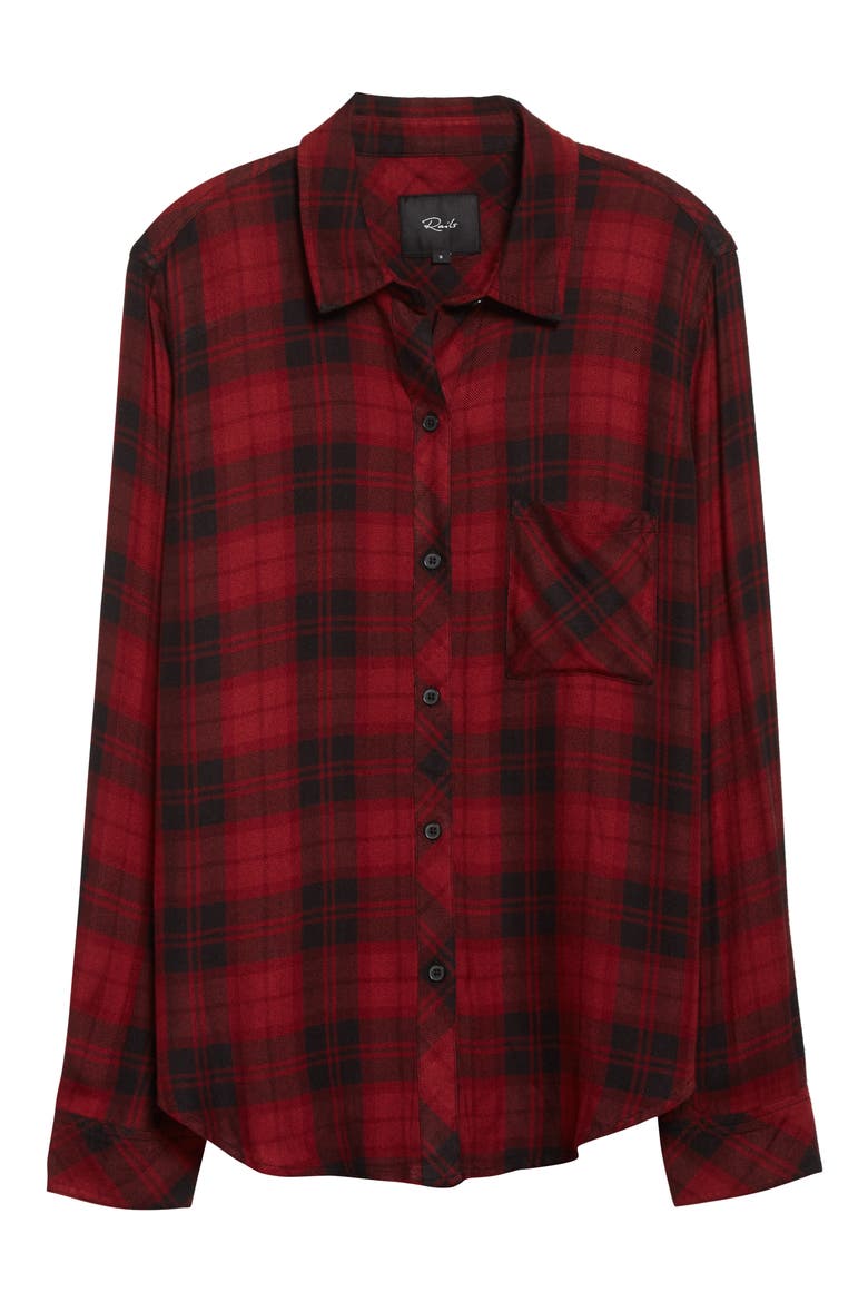 Hunter Plaid Button-Up Shirt, Alternate, color, CRIMSON PITCH