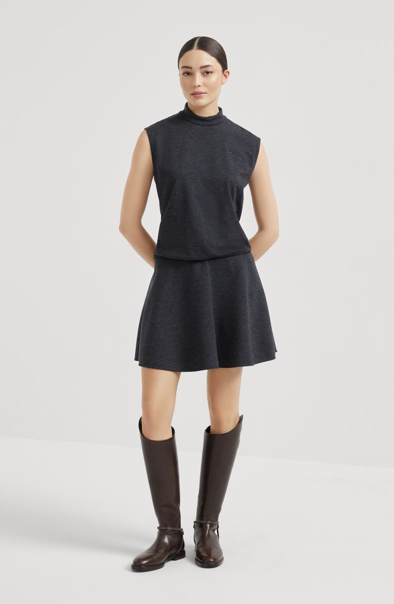 Brunello Cucinelli Mini dress with monili, Alternate, color, Anthracite