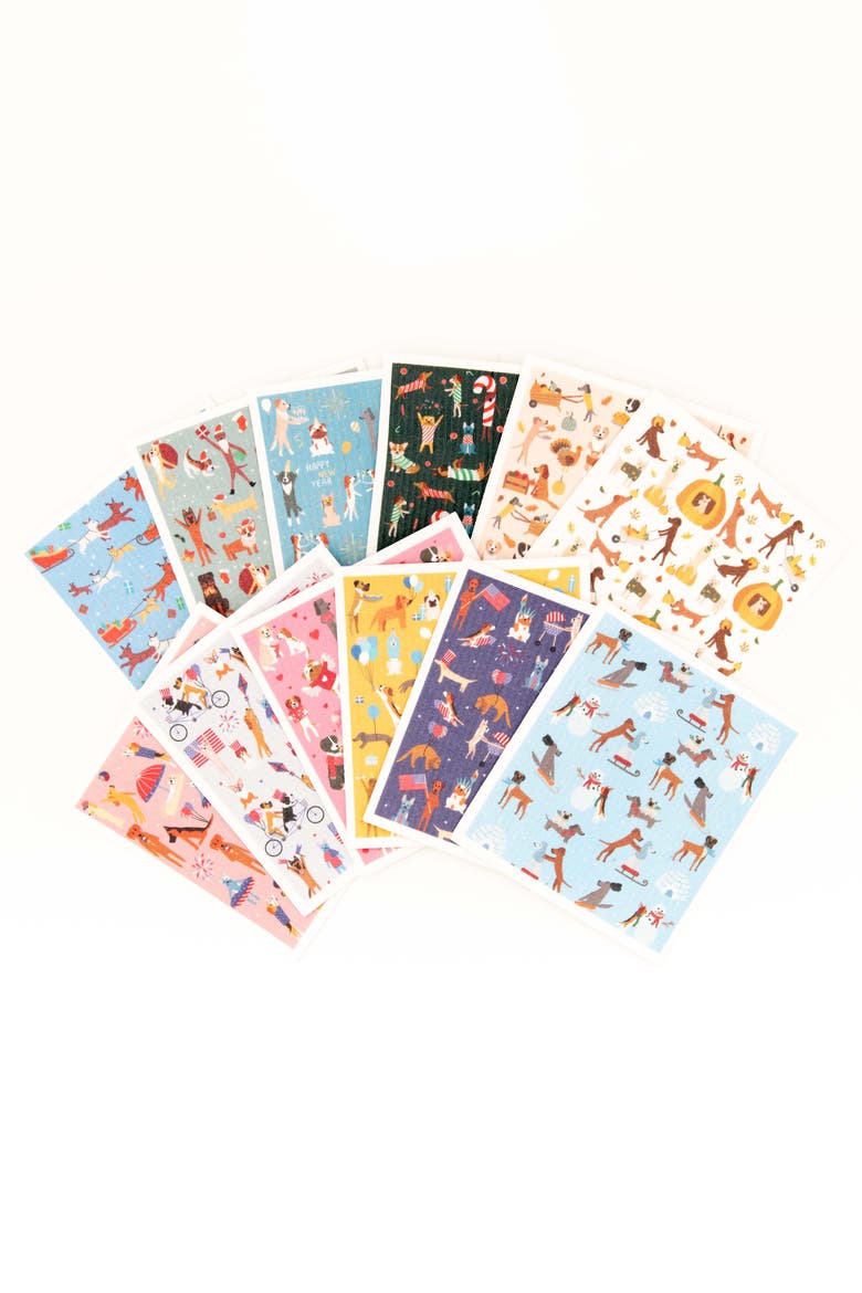 Pupper Towels 12-Pack Swedish Dish Cloths for Kitchen, Alternate, color, Doggie Dozen Holidays