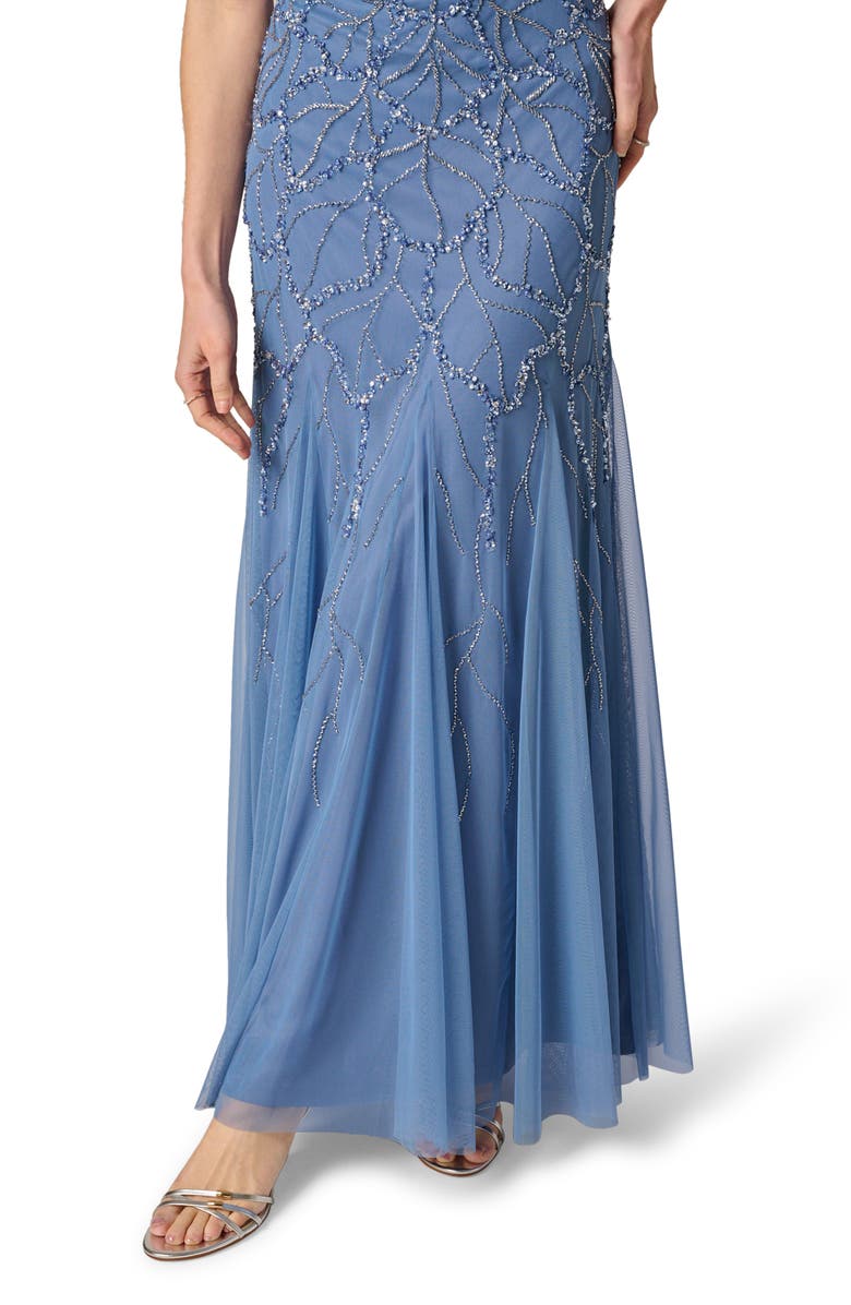 Adrianna Papell Beaded Godet Evening Gown, Alternate, color, French Blue