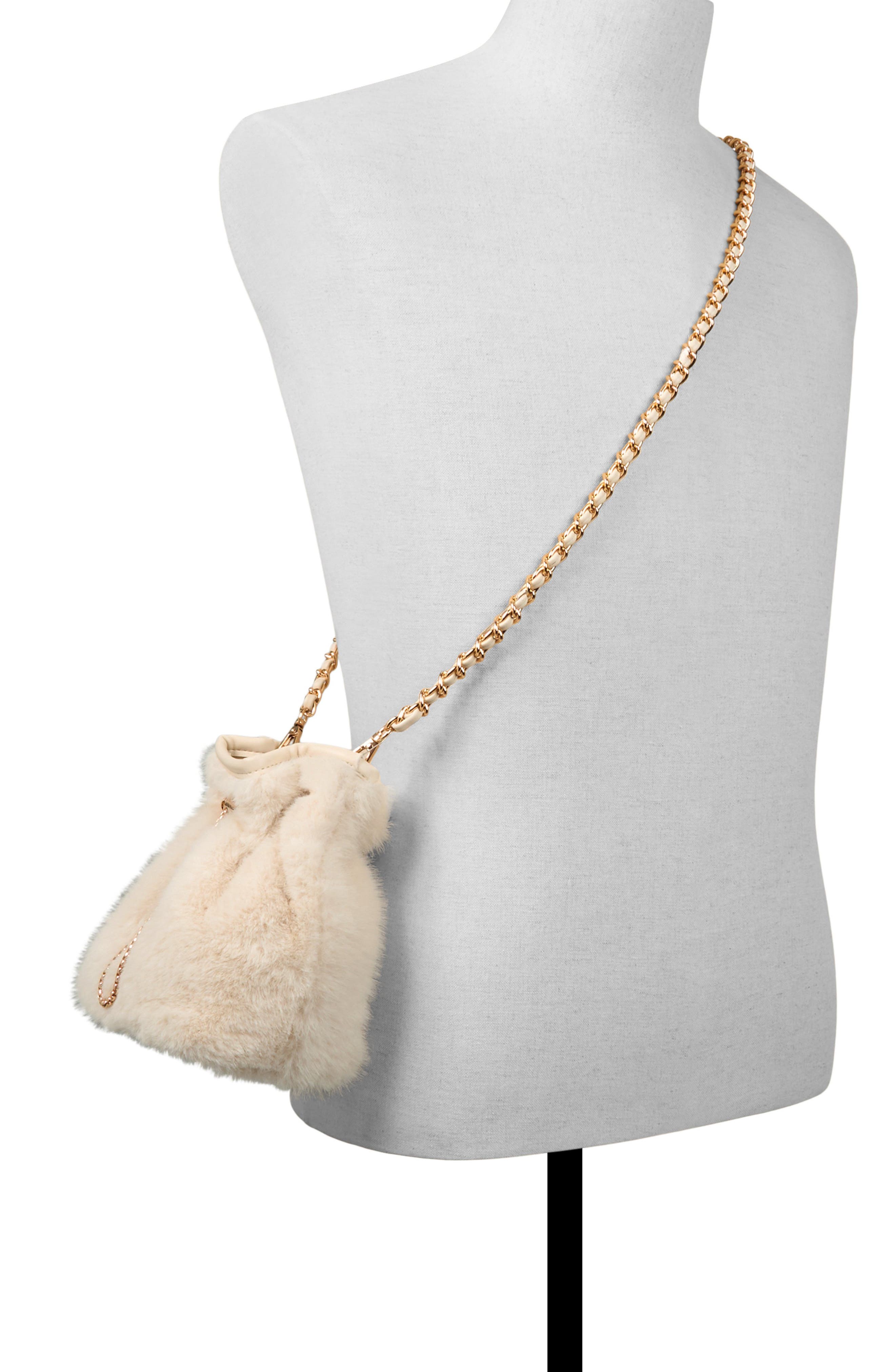 ALDO Ilynnaa Faux Fur Bucket Bag, Alternate, color, Other White