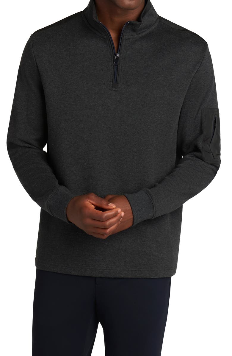 Bugatchi Cotton Blend Quarter Zip Sweater, Alternate, color, Graphite