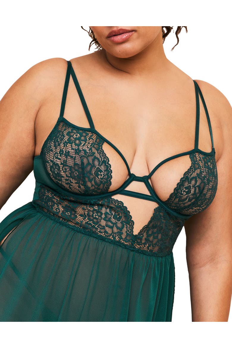 Rae Unlined Babydoll & G-String Set Lingerie, Alternate, color, medium green