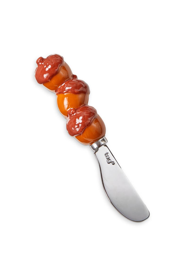 Fall Acorn Serving Utensil Spreader Brown Earthenware Stainless Steel 5.5 in, Main, color, Brown