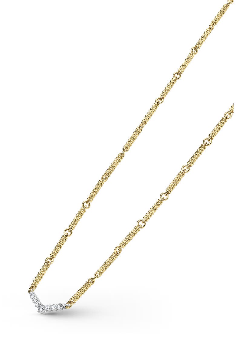 Superfine Signature Caviar Diamond V Link Necklace, Alternate, color, GOLD DIAMOND