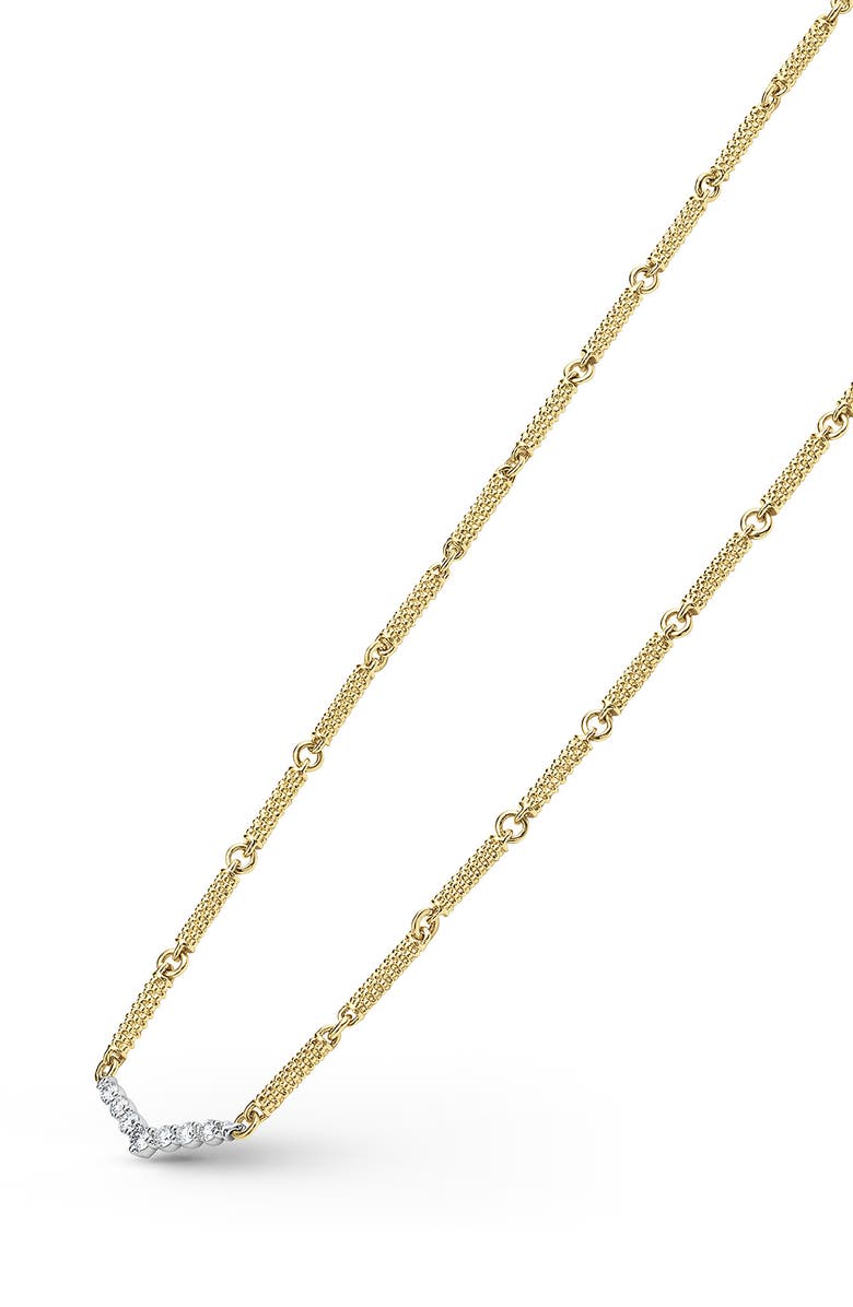 LAGOS Superfine Signature Caviar Diamond V Link Necklace, Alternate, color, Gold Diamond