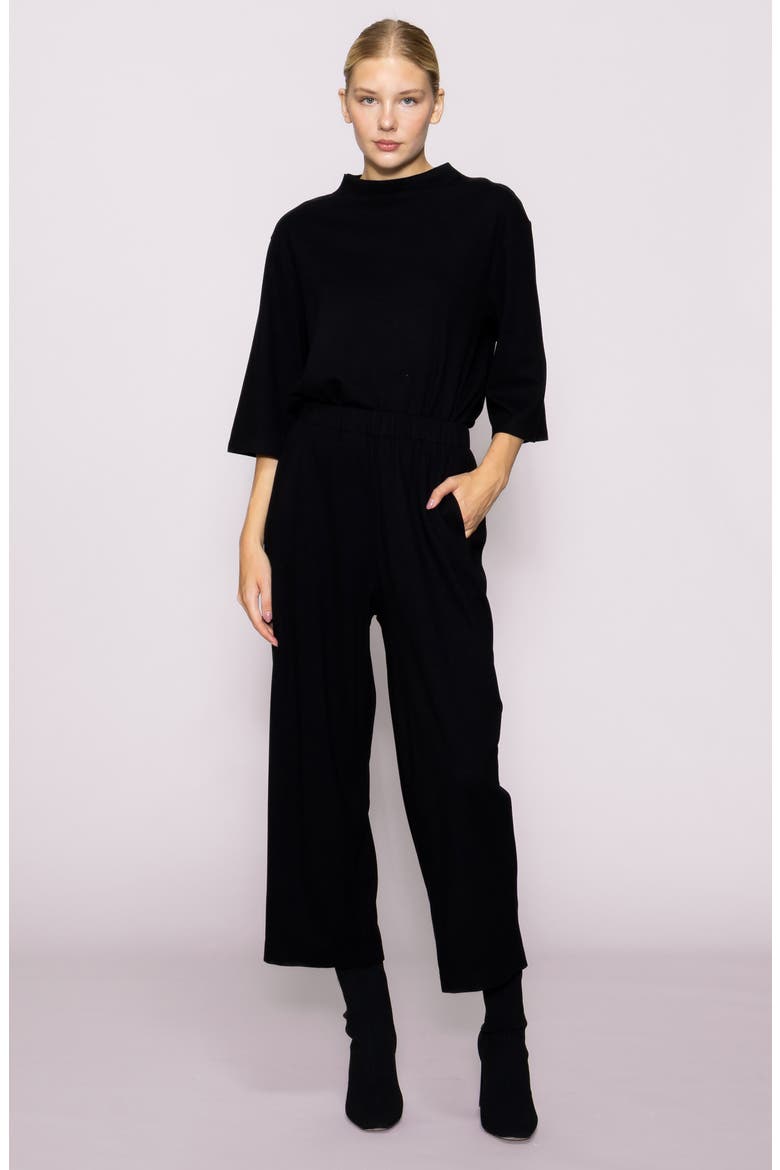 Brushed Crop Pants, Alternate, color, BLACK