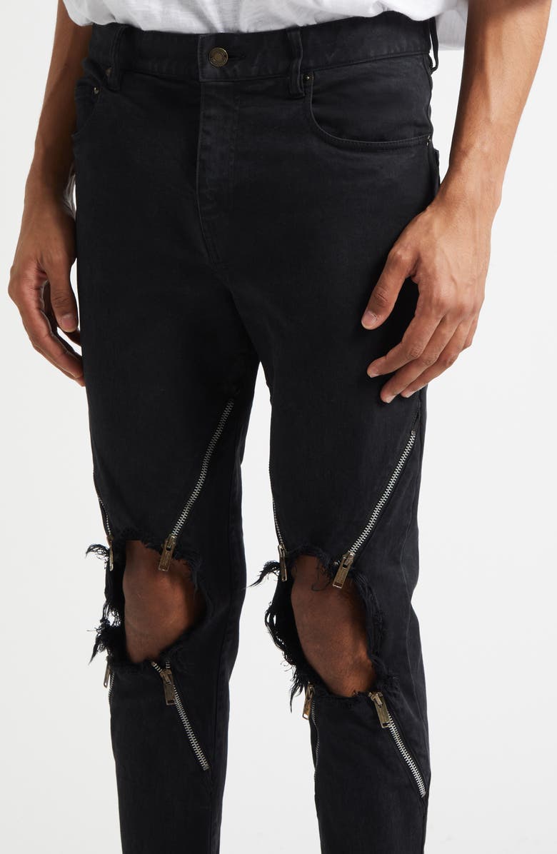 Undercover Ripped Knee Zip Detail Pants, Alternate, color, Charcoal