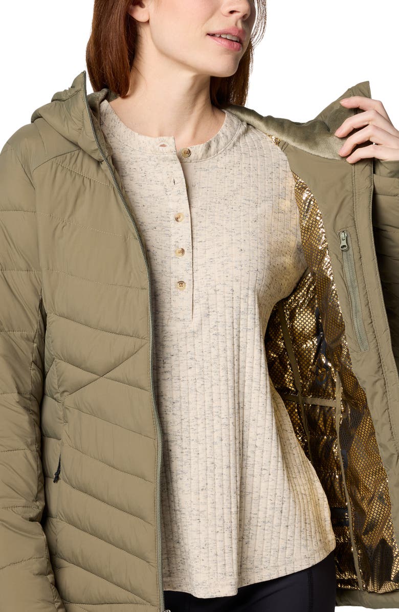 Columbia Joy Peak<sup>™</sup> II Hooded Water Repellent Jacket, Alternate, color, Stone Green