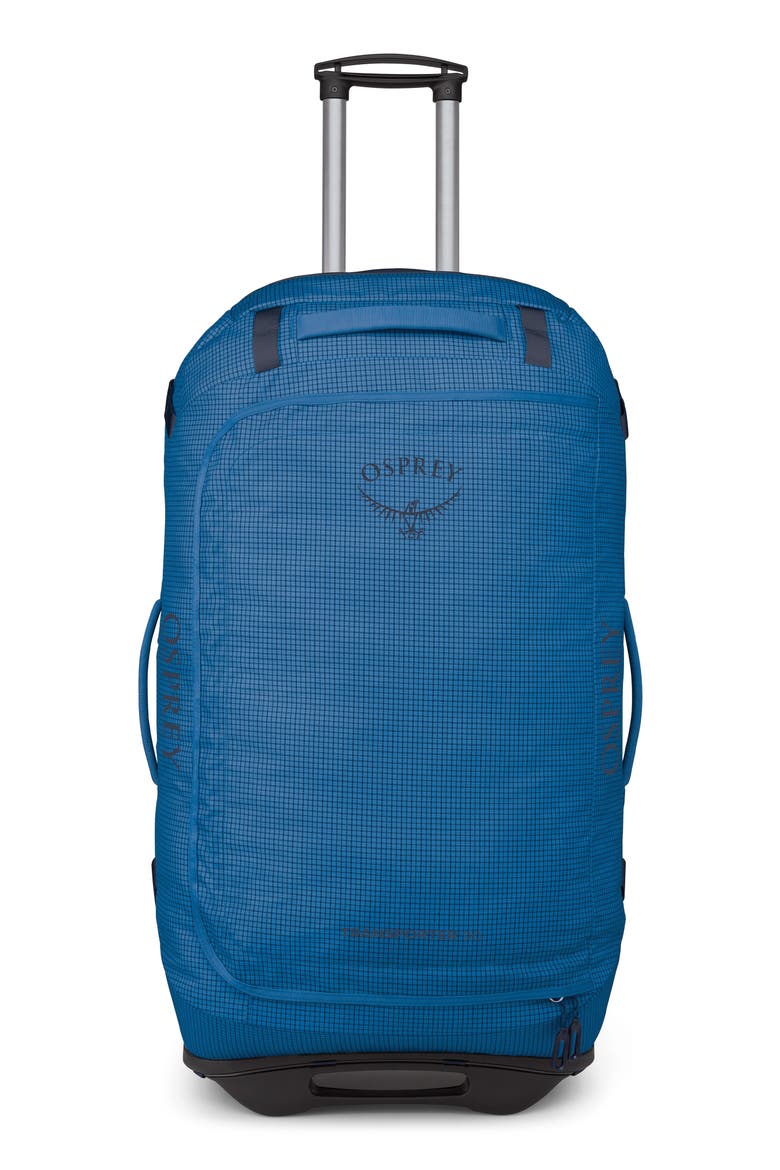 Transporter 90-Liter Duffle Wheeled Luggage, Main, color, BLUE FLAME/NOCTURNAL BLUE