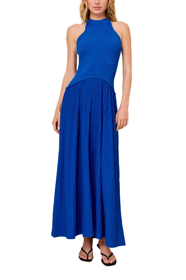 The Isola Pleated Sleeveless Knit Maxi Dress, Main, color, OLYMPIAN BLUE