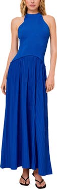 Solid & Striped The Isola Pleated Sleeveless Knit Maxi Dress
