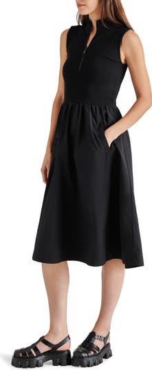 【Steve Madden】関税なし♪ BERLIN ミディ丈 ドレス BERLIN White Women's Mock Neck Midi Dress – Steve Madden