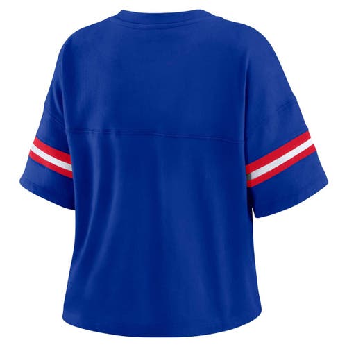Wear By Erin Andrews Royal Buffalo Bills Plus Size Color Block Boxy V-neck T-shirt In Blue